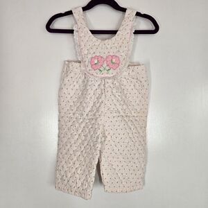 Vintage Tiny Tots 1990s Quilted Carrot  Floral Baby Overalls Farm 12 months Farm